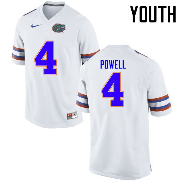 Florida Gators Youth #4 Brandon Powell College Football Jerseys White